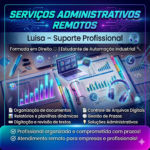 Eu vou oferecer suporte administrativo e organizar planilhas...