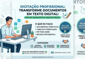 Eu vou digitar seus documentos com rapidez e precisão