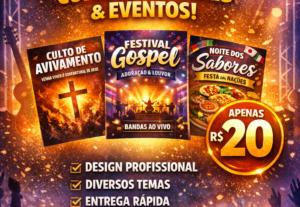 Eu vou criar cartazes para Cultos, Festivais e Eventos