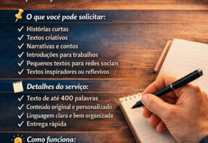 Eu vou Escrever um texto criativo até 400 palavras.