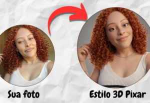 Eu vou transformar sua foto em um personagem estilo Pixar/3D