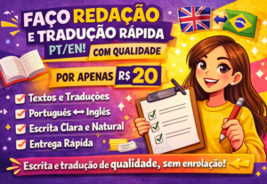 Eu vou Fazer redação profissional e tradução rápida