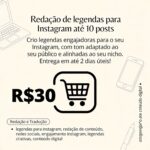 Eu vou fazer Redação de legendas para Instagram até 10 posts