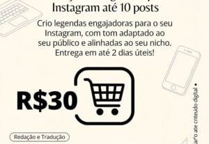 Eu vou fazer Redação de legendas para Instagram até 10 posts