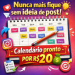 Eu vou criar um calendário de conteúdo para o seu Instagram