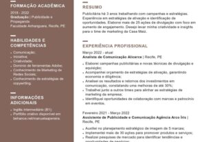 Eu vou Fazer seu currículo profissional e organizado.