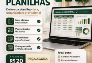 Eu vou organizar sua planilha e deixar clara e profissional