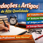 Eu vou criar suas redações e artigos com entrega rápida