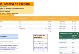 Eu vou Criar Ficha Técnica e Cálculo Nutricional profissiona...