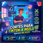 Eu vou cortar até 3 videos curtos para você tiktok/reels
