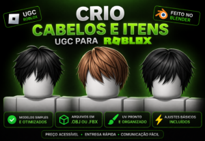 Eu vou fazer cabelos e itens UGC simples para Roblox
