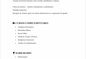 Eu vou criar currículos profissionais e organizados.