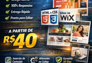 Eu vou fazer seu site Html e Css ou wix