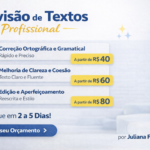 Eu vou Revisar seu texto, ortografia e gramática.