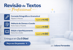 Eu vou Revisar seu texto, ortografia e gramática.