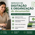 Eu vou Fazer digitação de textos e organização de documentos