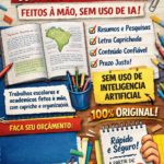 Eu vou fazer seu trabalho sem plagio, sem ia
