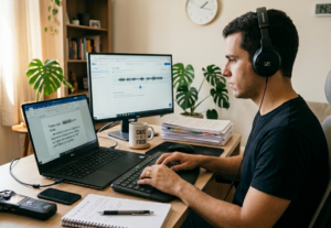 Eu vou transcrever áudios ou digitar seus documentos