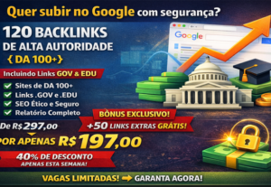 Eu vou Criar 120 backlinks poderosos SEO com DA100 + GOV/EDU