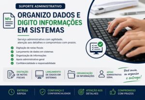 Eu vou organizar dados e digitar informações em sistemas