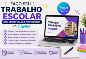 Eu vou fazer um resumo escolar completo + slides no Canva