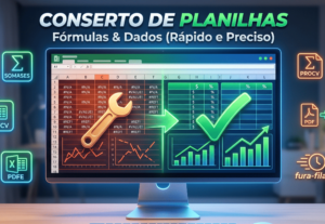 Eu vou consertar fórmulas e organizar sua planilha