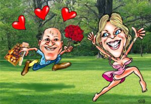Eu vou fazer a caricatura do casal