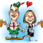 Eu vou fazer a caricatura do casal