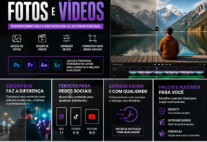 Eu vou editar suas fotos e vídeos com qualidade profissional