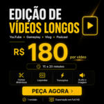 Eu vou editar seu vídeo longo para YouTube de até 20 minutos