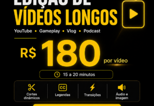 Eu vou editar seu vídeo longo para YouTube de até 20 minutos