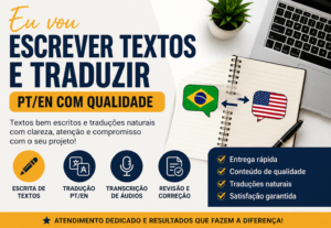 Eu vou escrever textos e traduzir PT/EN