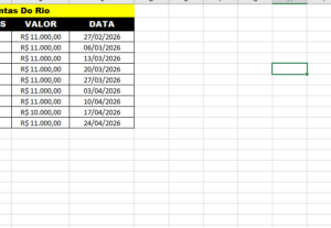 Eu vou fazer planilhas no exel e organizar seus trabalhos