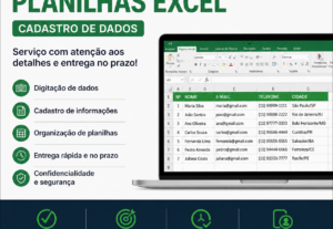 Eu vou Fazer digitação e cadastro de dados em planilhas Exce...