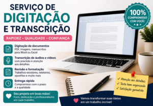 Eu vou fazer Serviço de Digitação e Transcrição Profissional