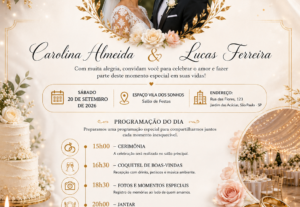 Eu vou criar convites de casamento elegantes e personalizado...