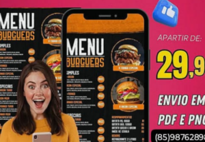 Eu vou fazer seu cardápio digital e entrego em PDF e PNG