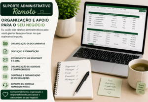 Eu vou organizar suas planilhas e rotinas administrativas