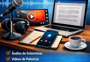 Eu vou fazer a transcrição de seus áudios e vídeos.