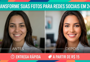 Eu vou editar sua foto para postagem nas redes em 24hrs