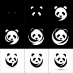 Eu vou Fazer um PANDA VOID design gráfico logo tipo