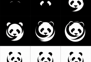 Eu vou Fazer um PANDA VOID design gráfico logo tipo