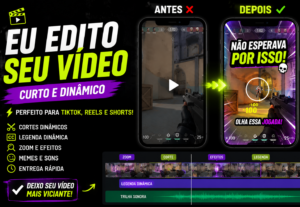 Eu vou editar vídeos curtos com legenda dinâmica em 1Hora