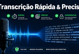 Eu vou transcrever seus áudios, vídeos e podcasts