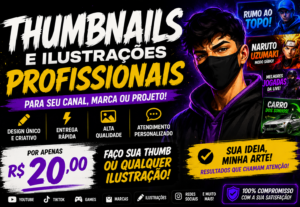 Eu vou Fazer thumbnails e ilustrações profissionais