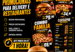 Eu vou fazer Design de artes para delivery, combos e promoçõ...