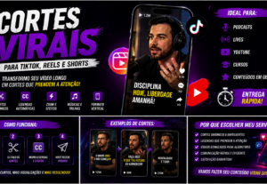 Eu vou criar cortes virais para TikTok, Reels e Shorts