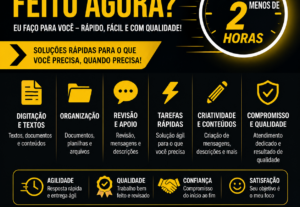 Eu vou fazer tarefas rápidas com qualidade e entrega imediat...