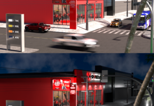 Eu vou fazer o seu projeto de fachada comercial em 3D