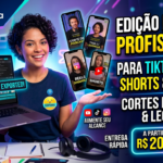 Eu vou editar seus vídeos para Reels, TikTok e Shorts